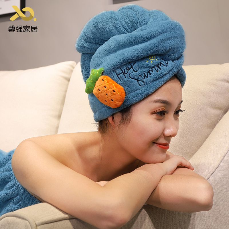 Double layer thickened super absorbent dry hair cap 2021 new cute quick dry bag turban shampoo towel female shower cap