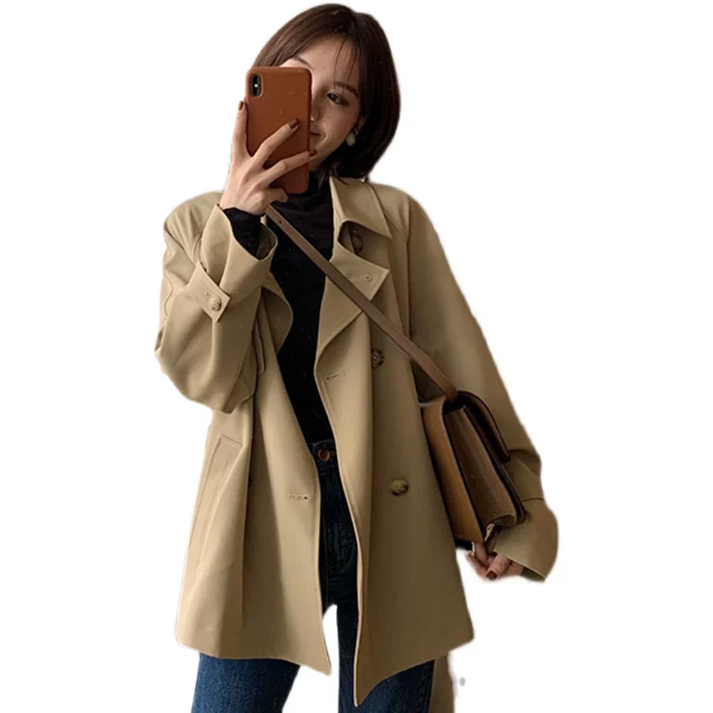 Осенняя trench coat, демисезонная длинная хаки весенняя куртка, для подростков, корейский стиль, средней длины