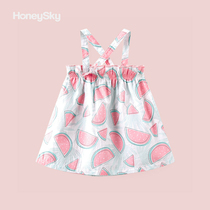 Hani sky girl dress summer thin suspender dress cotton baby gauze princess dress baby dress