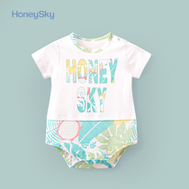 Hani Sky boneless sewn jacket new baby triangle ha cotton baby Summer jumpsuit thin