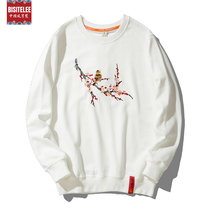 Sweater mens round neck embroidery Spring and Autumn New Chinese style student pullover long sleeve size loose thin national tide top