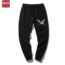 Come to Taobao search to find more good things Chinese style crane embroidery plus velvet pants national tide large size tie pants