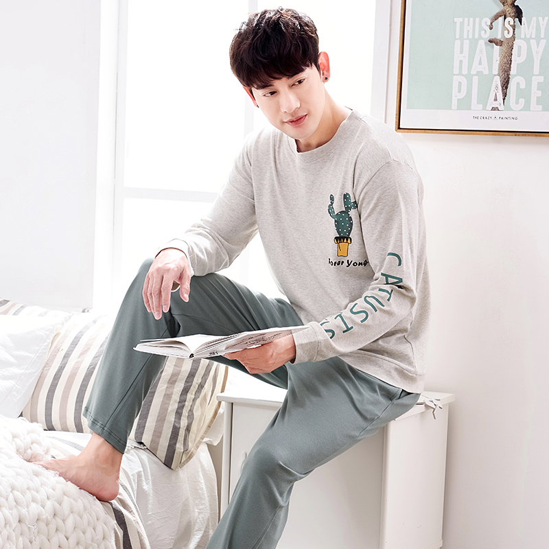 Dora Diary trẻ Mens Pyjama mùa xuân tay dài Thu bông đơn giản Casual Index Quần áo Mens Winter.