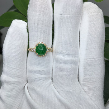 Jade ring women's setting 18k inlay processing