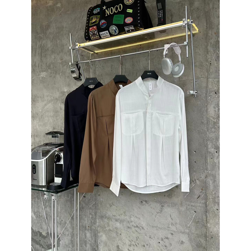 New High-End Tencel Lyocell Shirt, Summer Breathable Stand-Up Collar Shirt, Loose Casual Long-Sleeved Shirt for Men for Commuting New High-End Tencel Lyocell Shirt, Summer Breathable Stand-Up Collar Shirt, Loose Casual Long-Sleeved Shirt for Men for Commuting