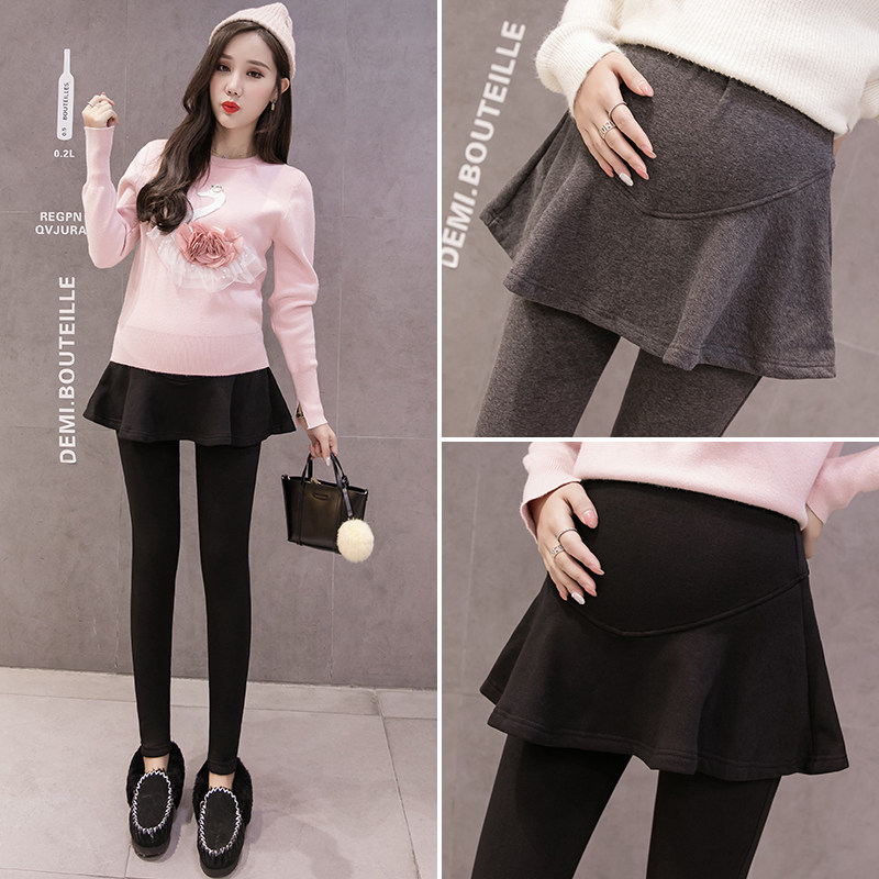 Pregnant women's leggings spring and autumn clothes 2022 new wear fake two pieces of pregnant women's belly pants winter clothes hakama small feet pants