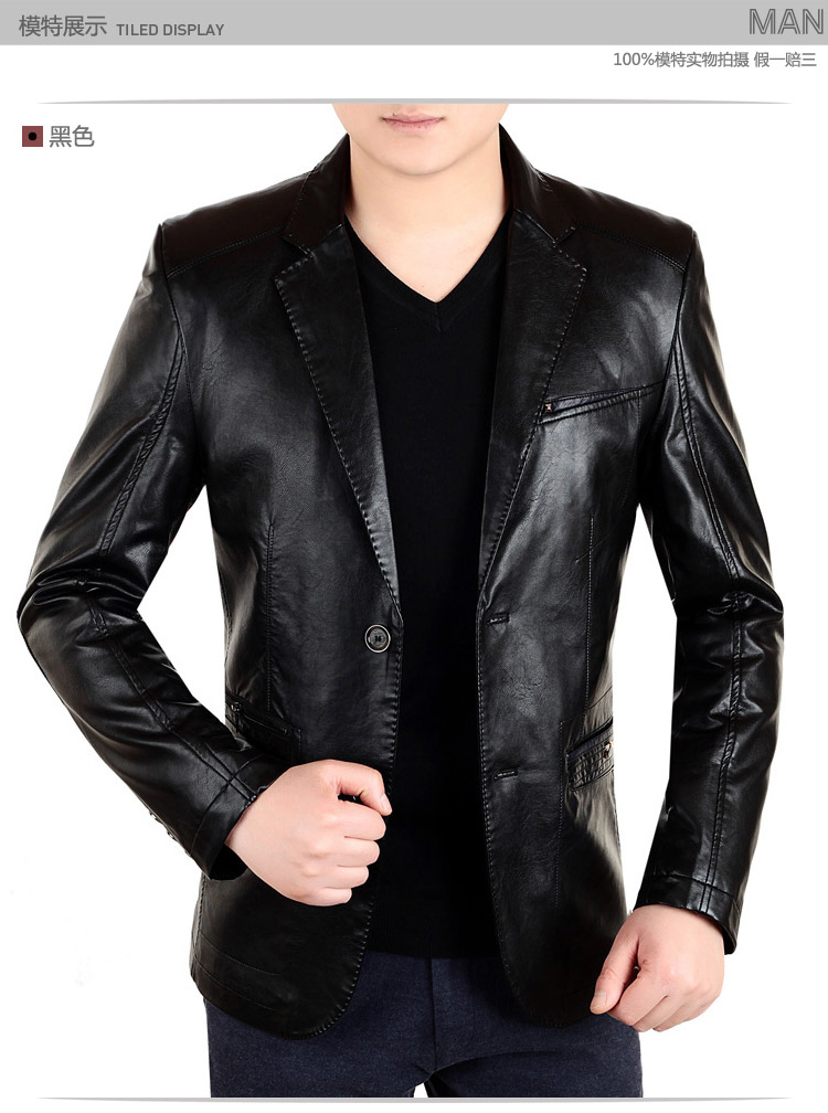 Haining da nam trung niên phù hợp với cổ áo đầu máy áo khoác da phù hợp với XL casual slim jacket mùa thu phần mỏng áo khoác adidas