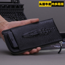 Mens Clutch Bag Hand Bag Clutch Bag Clutch Wallet Long Zipper Leather Leather Crocodile Pattern Mobile Phone Bag Small