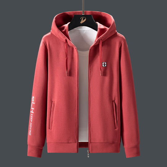 帝客堡高档太空棉女外套2025新款连帽运动休闲卫衣春秋季刺绣砖红