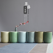  Longquan celadon master cup Ceramic brother kiln ice crack handy cup Household large office hospitality teacup gift set