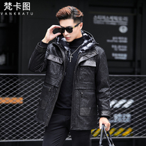 New winter fur one male Parker clothing long leather leather Rex rabbit hair inner Tide brand fur coat