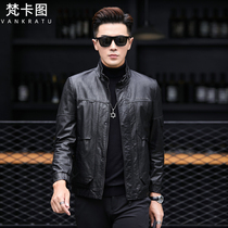 2022 new dermis leather clothing locomotive clothes men Henning leather jacket oil wax cow leather short style collar jacket trend