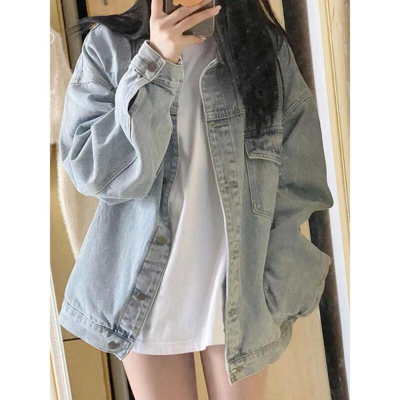 Light Blue Denim Jacket for Women, Early Spring and Autumn 2024, Popular Design, Loose, Casual, Versatile Jacket Top ins Trendy Light Blue Denim Jacket for Women, Early Spring and Autumn 2024, Popular Design, Loose, Casual, Versatile Jacket Top ins Trendy