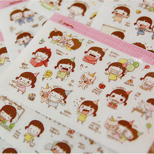 Korea momoi ultra cute chick PVC transparent diary sticker(2 in) multiple random