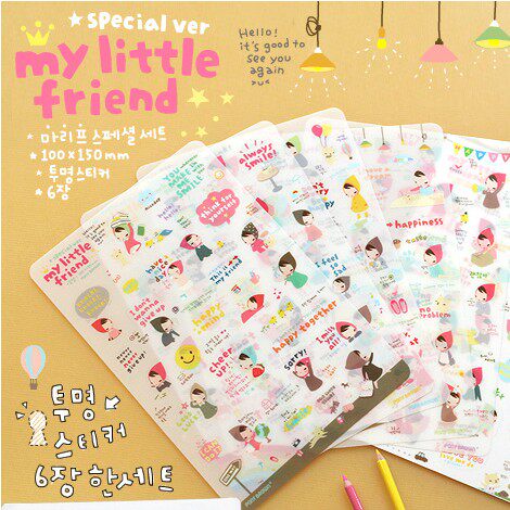 Korea Creative PONY BROWN Transparent Sticker My little friend Little Red Riding Hood (6 in)