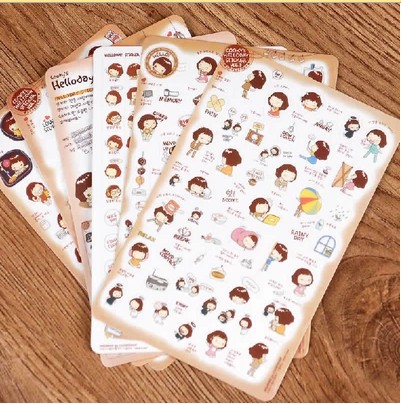 DIY comic book sticker Korean biscuit girl's 3 collection of transparent sticker diary sticker (5 pieces in)