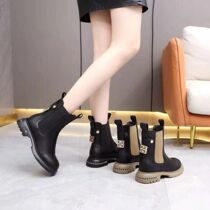 Martin boots womens 2022 new winter plus velvet British style mid-tube leather wild thick bottom cigarette pipe Chelsea short boots