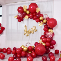 Ruby Red Balloon Chain Irregular background wall Wedding bedroom layout Wedding room decoration Macaron Burgundy