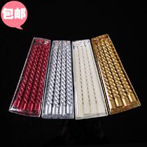 Birthday cake candle Flame stick European style Candle Electroplated spiral thread candle Wedding Candlelight Dinner Smoke-free