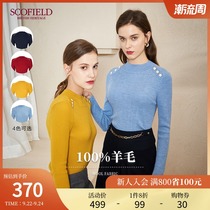 SCOFIELD Womens 2020 Winter New Sheep Wool Round Neck Solid Color Base Soft Comfortable Sweater