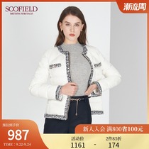 Y)SCOFIELD womens spring 2021 new simple fashion round neck color cut duck down jacket