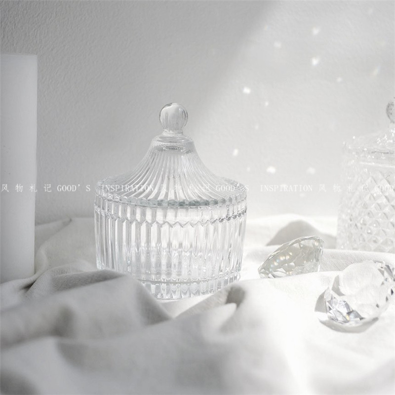 Glass sugar cup jewelry storage jar European-style Korean-style INS simple solid color crystal sugar tank sugar cube can delicate