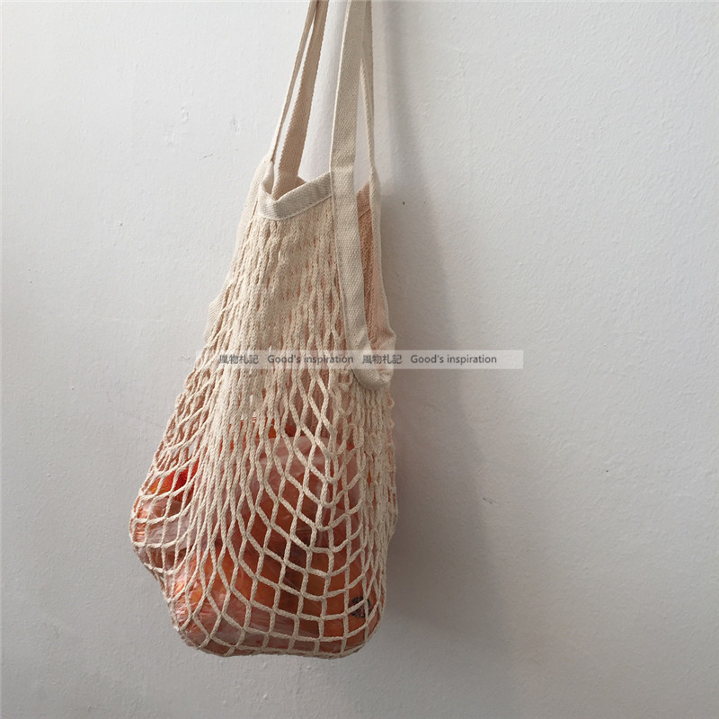 Woven mesh bag shopping bag pure cotton mesh bag fruit and vegetable hand shopping bag environmental protection hollow shoulder handbag