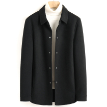 Autumn and winter mens 100% double-sided wool coat mens short slim shirt lapel woolen jacket coat