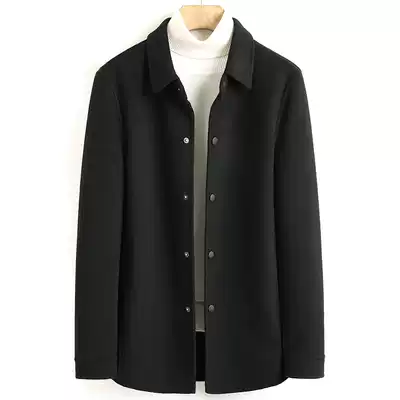 Autumn and Winter Men 100% double-sided wool coat men's short slim shirt lapel loin shirt coat