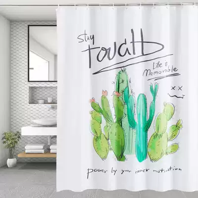 Powder room shower curtain set bathroom door curtain thickened mildew proof waterproof cloth curtain hanging curtain non-perforated bath partition window