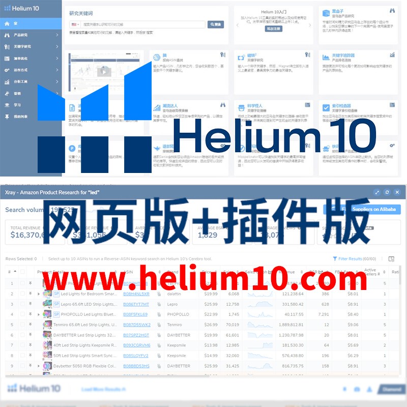Helium10 Amazon Product Selection Tool H10 Professional Version Keyword Data Search Web Browser Extension