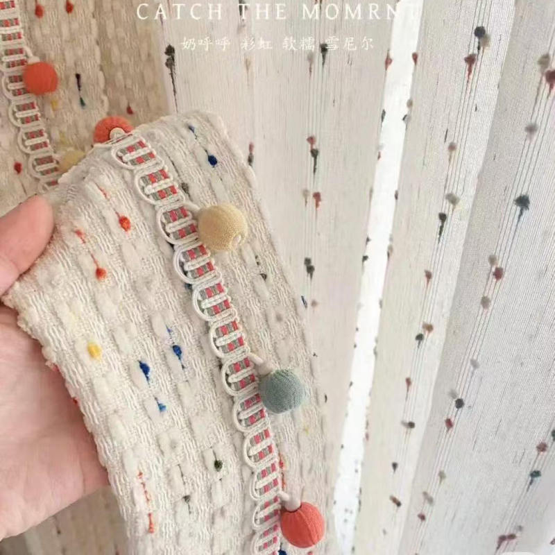 New Style Curtain with Candy-Style Chenille Dopamine Rainbow Wooden Bead Trim Suitable for Girls' Bedrooms New Style Curtain with Candy-Style Chenille Dopamine Rainbow Wooden Bead Trim Suitable for Girls' Bedrooms
