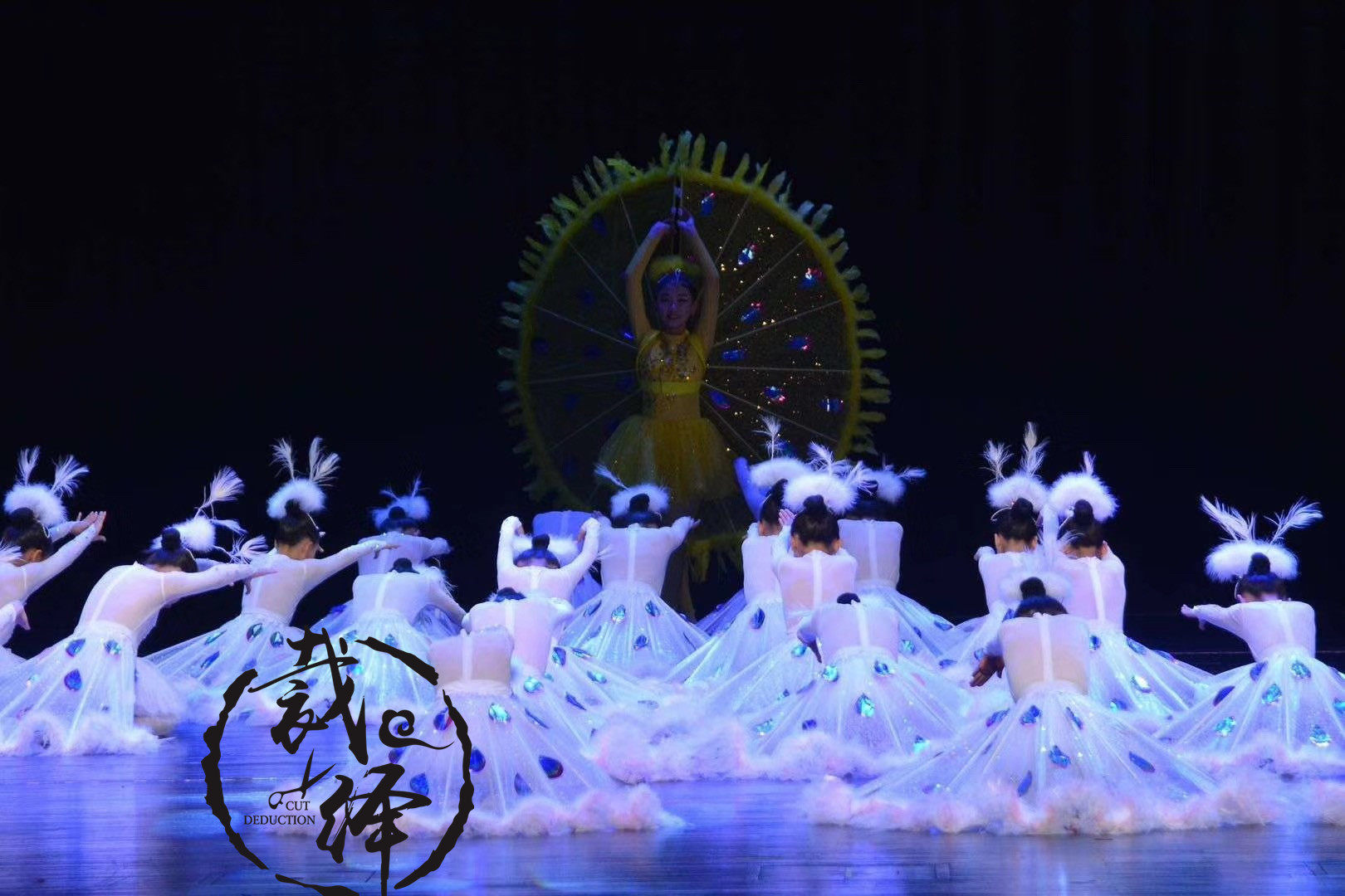 Xiaoho Wind Mining Little White Feather Children Dance Performance Costume Stage Play Out New Peacock Dance Dai Ethnic Dance White