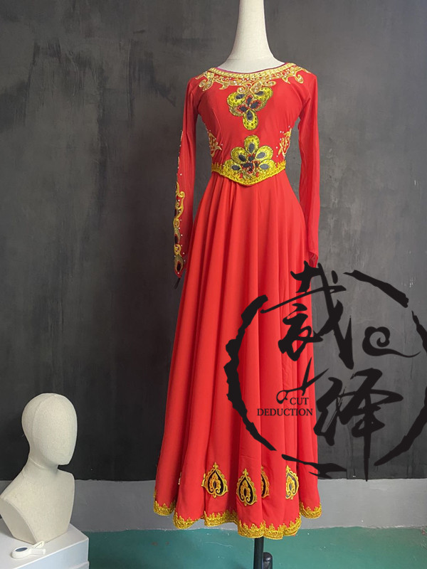 Cut in Xinjiang Women's group Dance Picking Grape Dancing Costumes Dress Rehearsal for the Opening Dance Dancing Vie Group