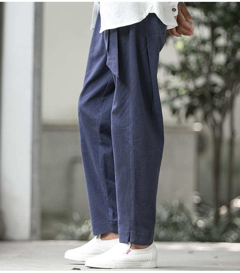 Mùa thu Trung Quốc phong cách cotton và vải lanh nam quần lỏng chân harem quần quốc phục nam Tang phù hợp với quần áo nam đẹp