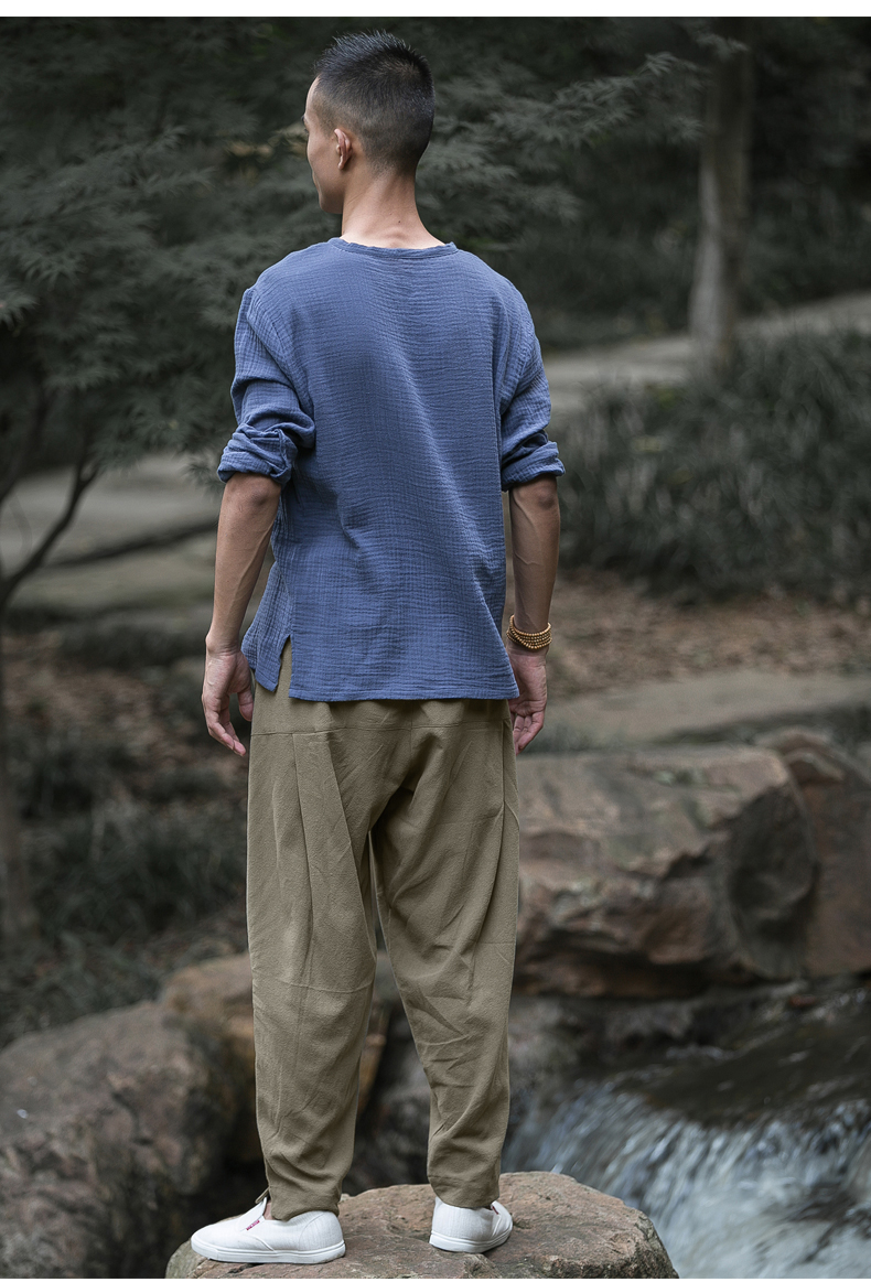 Mùa thu Trung Quốc phong cách cotton và vải lanh nam quần lỏng chân harem quần quốc phục nam Tang phù hợp với quần áo nam đẹp