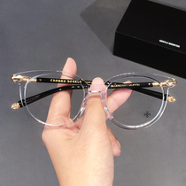 Retro Crowright Eye frames Mens frame Mens wave transparent round full frame Plate Eyes with Myopia Lenses