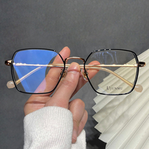 Wood Chuan retro Eye frames Mens ultra light pure titanium large face black frame anti-Blu-ray discoloration female can be matched with myopia eyes