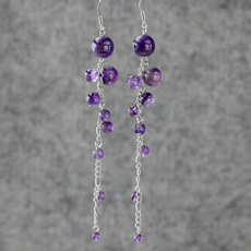 Серьги 素元天然紫水晶超长耳环韩国夸张流苏耳饰原创民族风百搭耳坠包邮 Su Yuan original jewelry