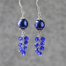 Серьги 素元 天然珍珠水晶耳环原创手工个性流苏耳饰韩国饰品首饰