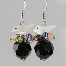 Серьги 素元黑色纯银水晶耳环韩国时尚ol手工水晶小鸟个性装饰耳坠包邮