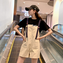 Strap pants womens summer thin shorts cute students 2021 New Korean loose thin wide leg pants