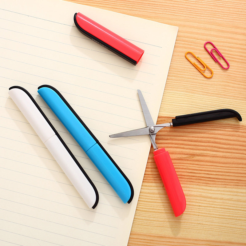 Able small number portable containing with pen style small scissors Mini home folding pen shaped safety scissors
