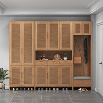 All solid wood shoe cabinet large capacity simple storage cabinet oak Nordic living room home entrance entrance cabinet integrated blinds