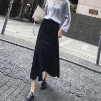 Summer thin black high waist a-shaped skirt children spring and autumn 2021 New temperament skirt suit long skirt