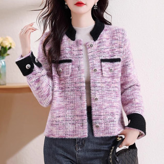 仿水貂绒短外套女士装春秋冬季2025年新款洋气妈妈小个子时尚上衣