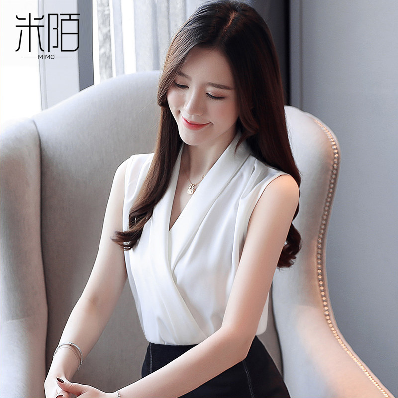 White Little Harness Vest Lady Summer 2022 New Exterior Wearing Suit Inset Bottom Sleeveless Snowspun Blouse