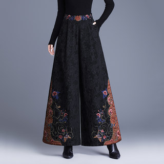 Wide-Leg Cotton Pants for Women, Autumn and Winter 2025 New Style, Fashionable Fleece-Lined Leggings for Petite Mothers