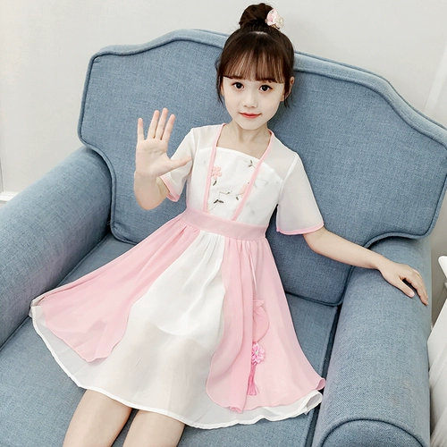 Ханьфу, платье, детская шифоновая летняя одежда, китайский стиль