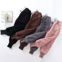 Girls pants plus velvet 2020 new Korean autumn and winter clothing pants childrens foreign style thick corduroy trousers tide